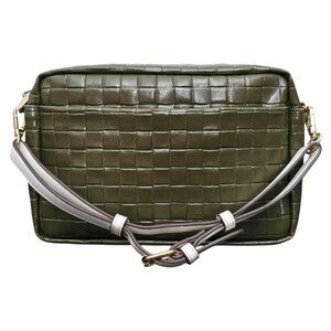Clare V. Marisol Croc Bag Olive Green Embossed Leather Midi Sac